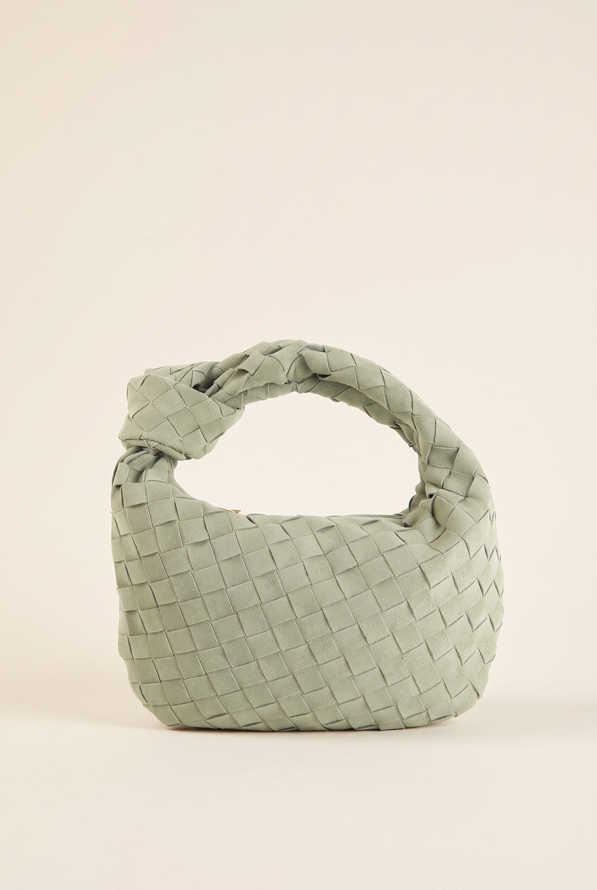 Mini Woven Faux Suede Knot Bag — Olive Green
