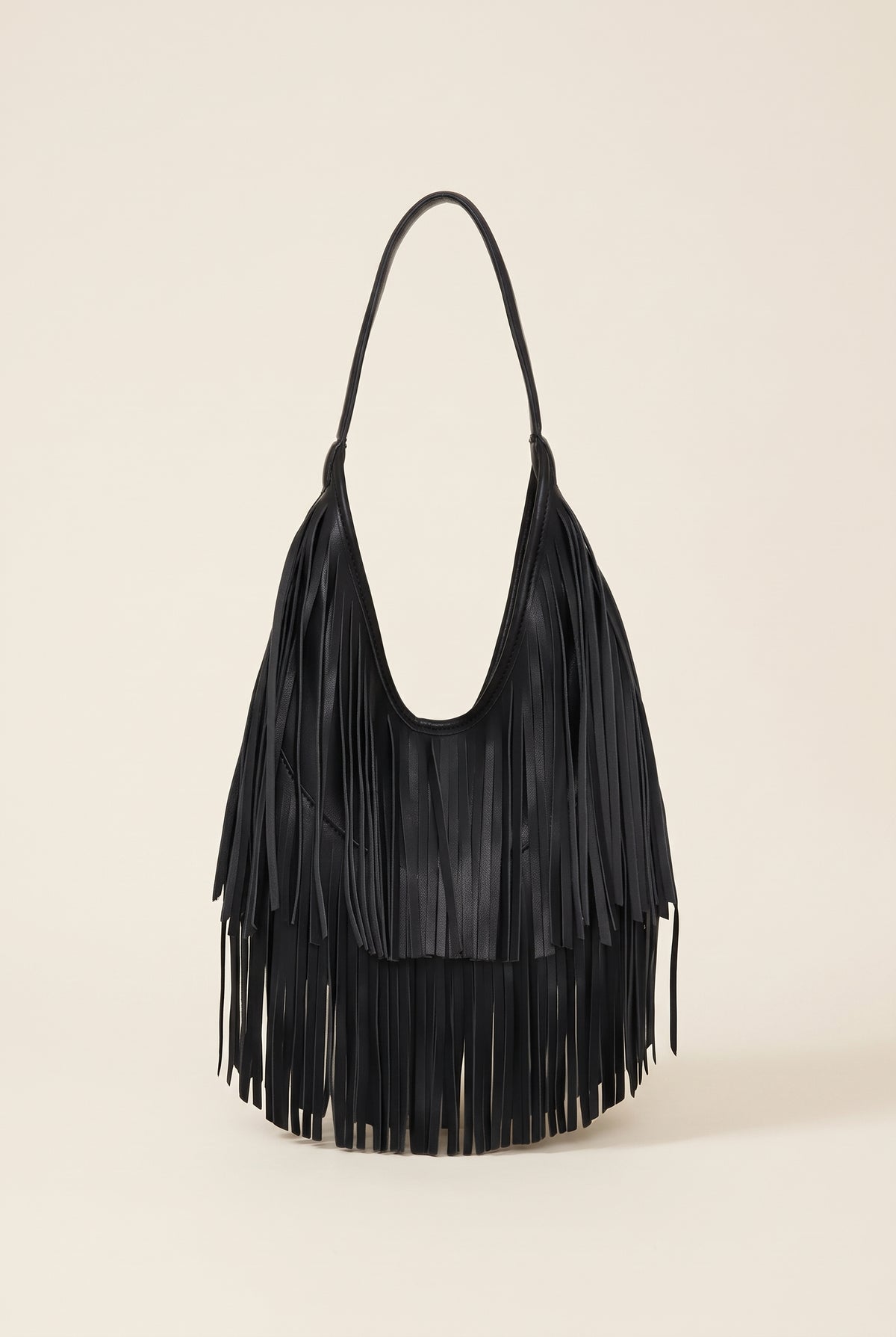 Tatiana Fringed Faux Leather Hobo Bag