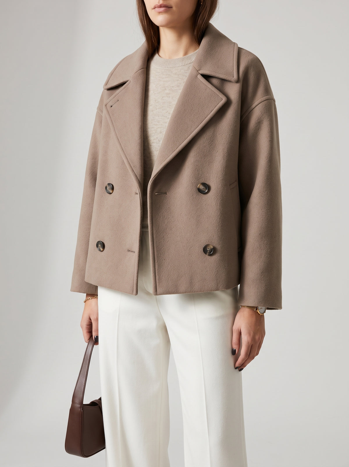 Suzane Short Double-Breasted Coat — Green