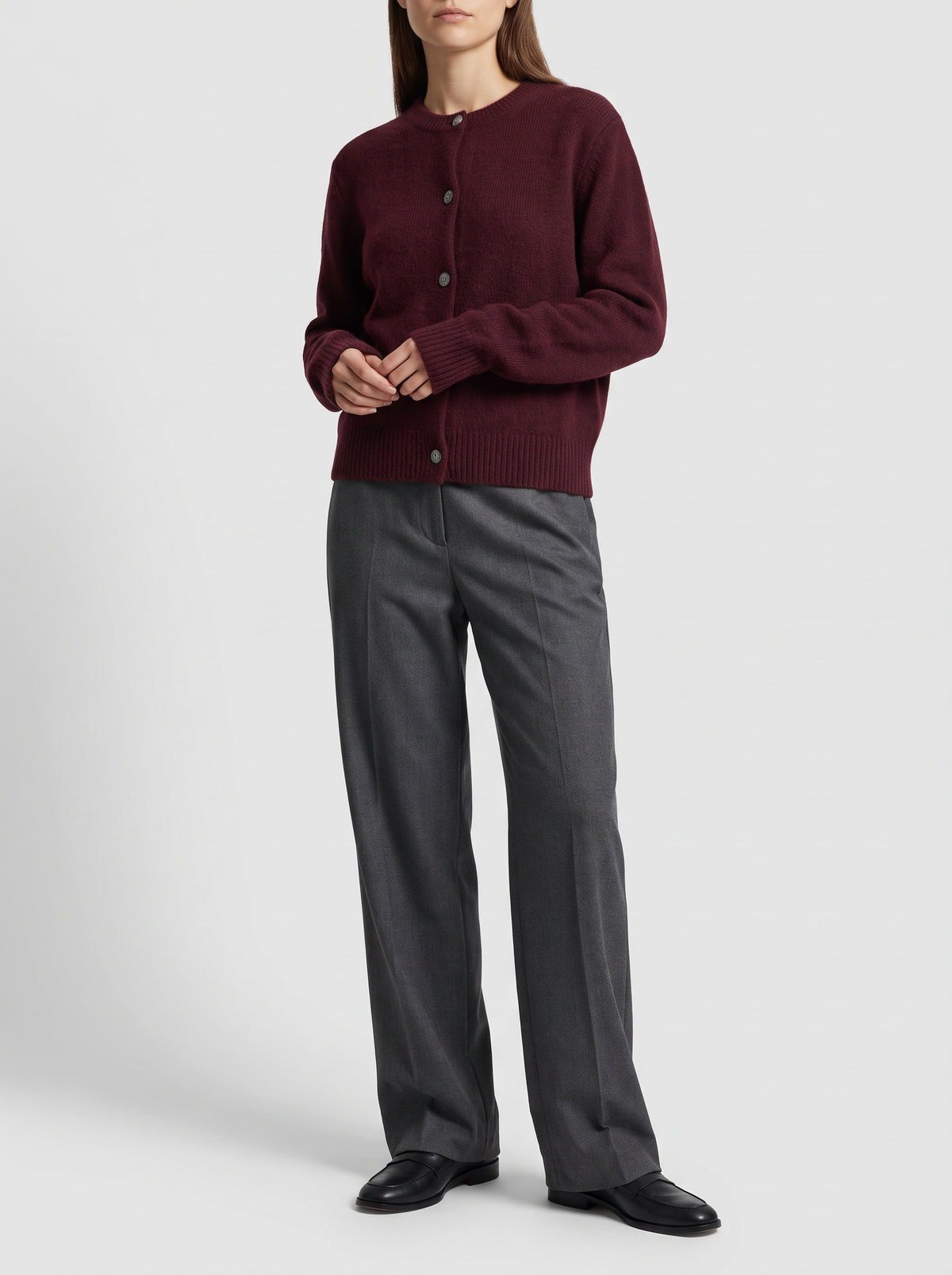 Rachel Oversized Fuzzy Knit Cardigan — Burgundy