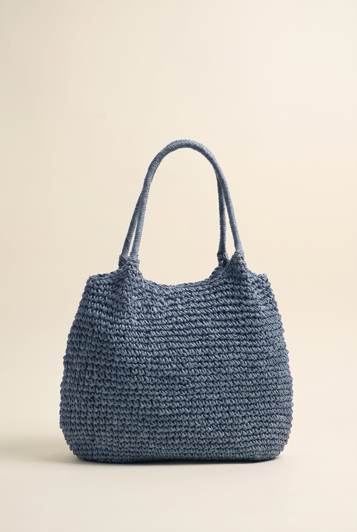Brielle Square Woven Straw Beach Tote — Blue