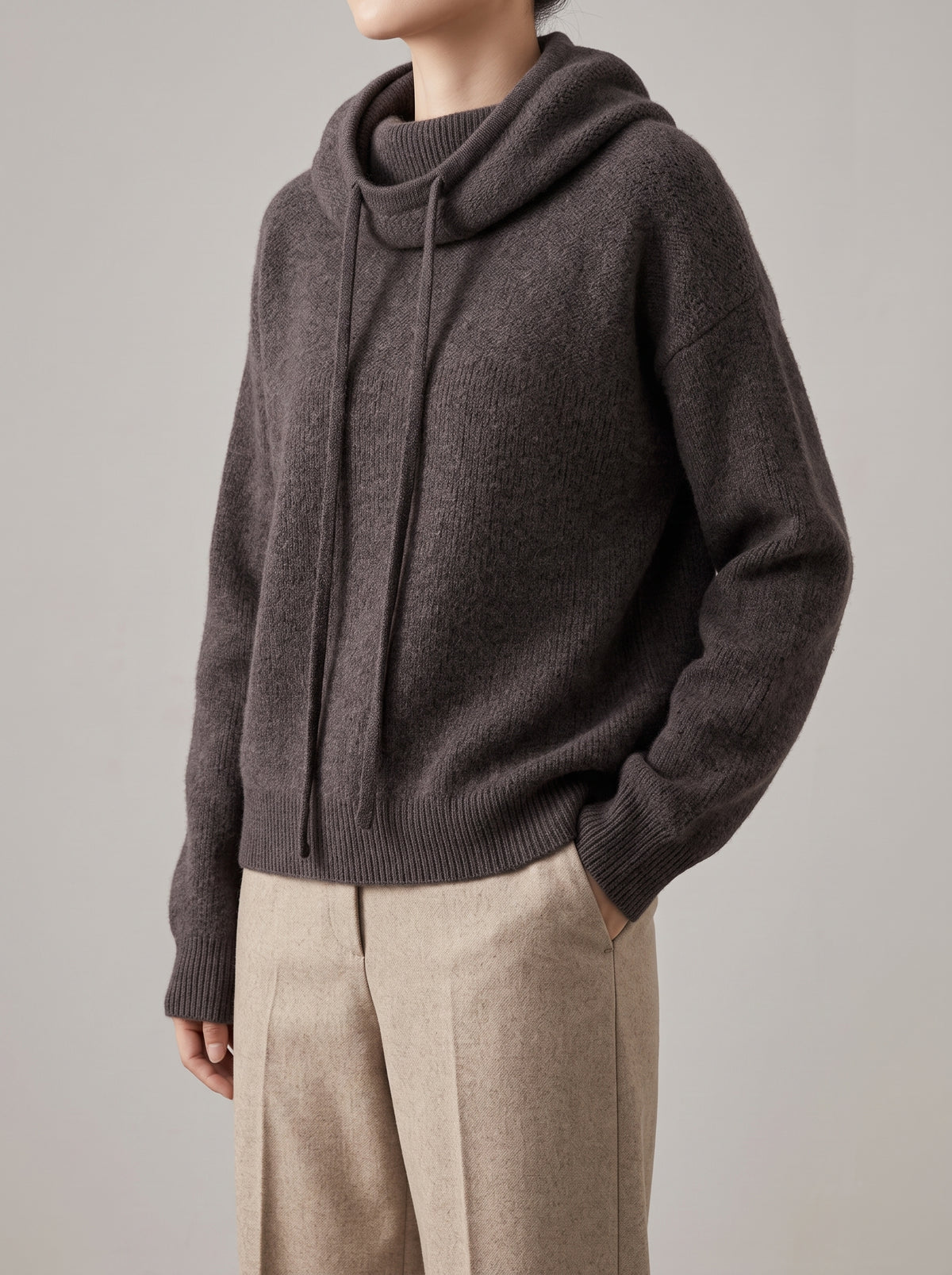 Nicole Hooded Sweater — Brown