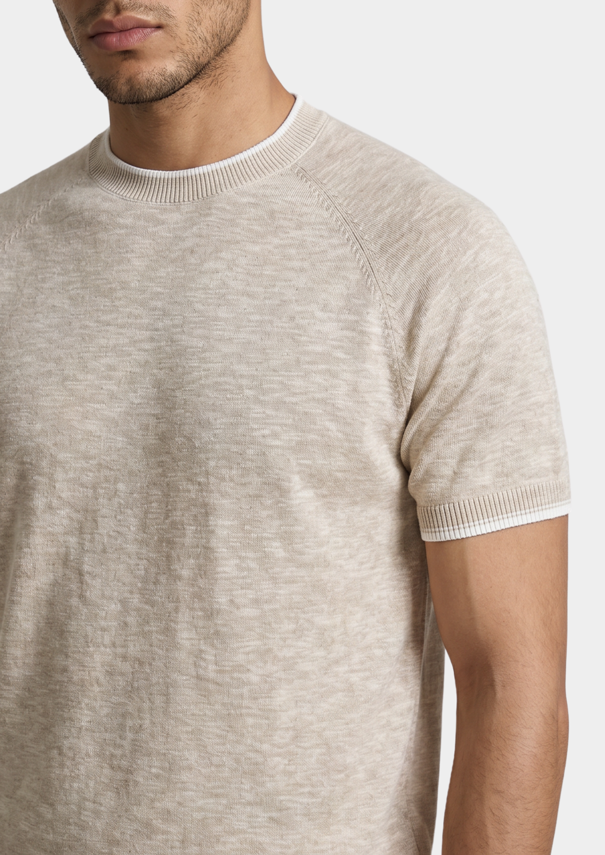 T-Shirt Capri en lin contrasté beige