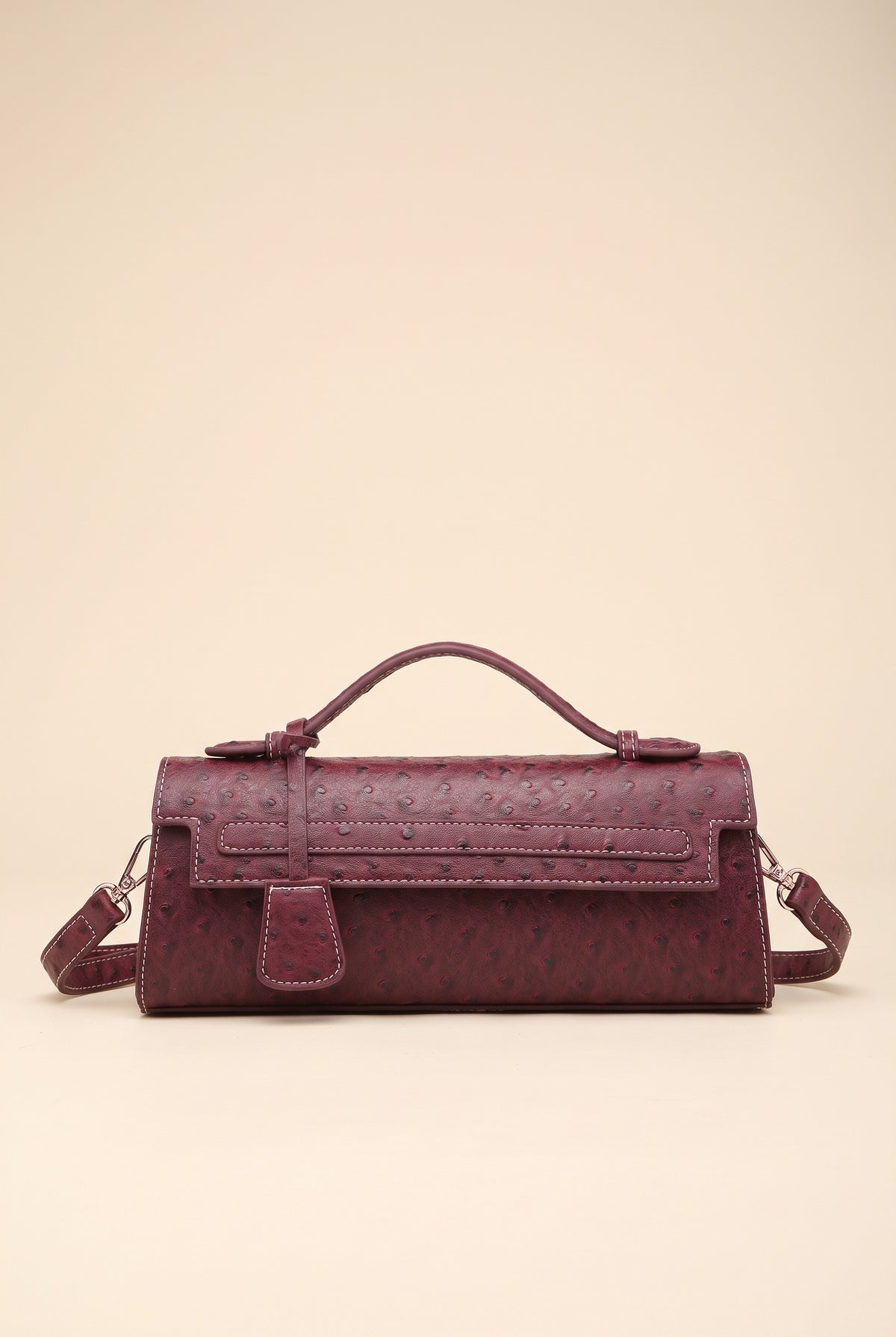 Pochette Jasmin embossée effet cuir d'autruche