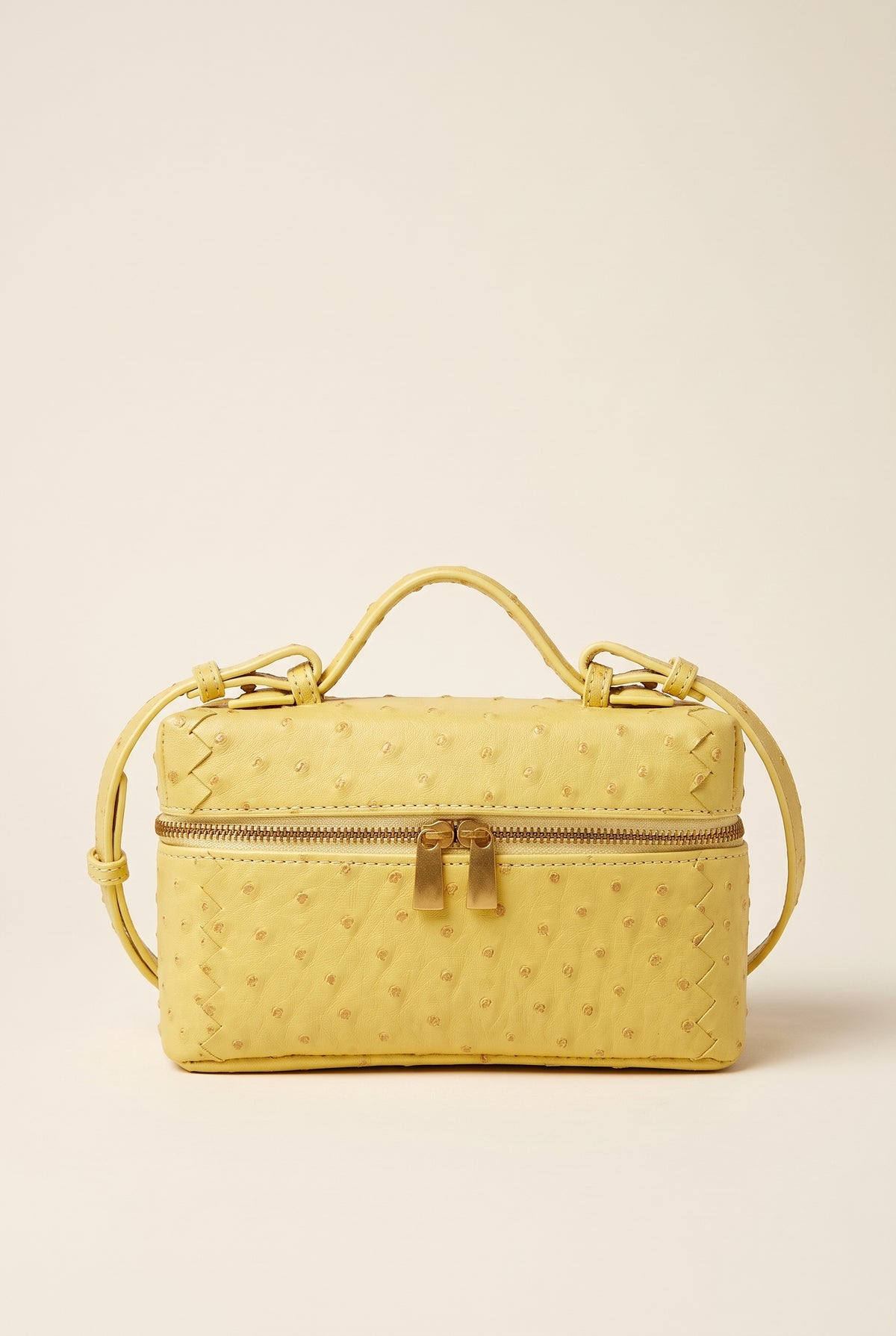 Delphine Ostrich-Effect Box Bag — Yellow