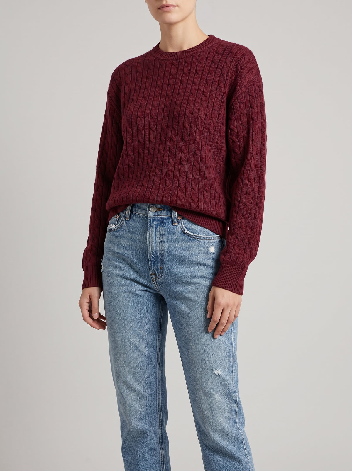 Karyl Viscose Knit Sweater — Red