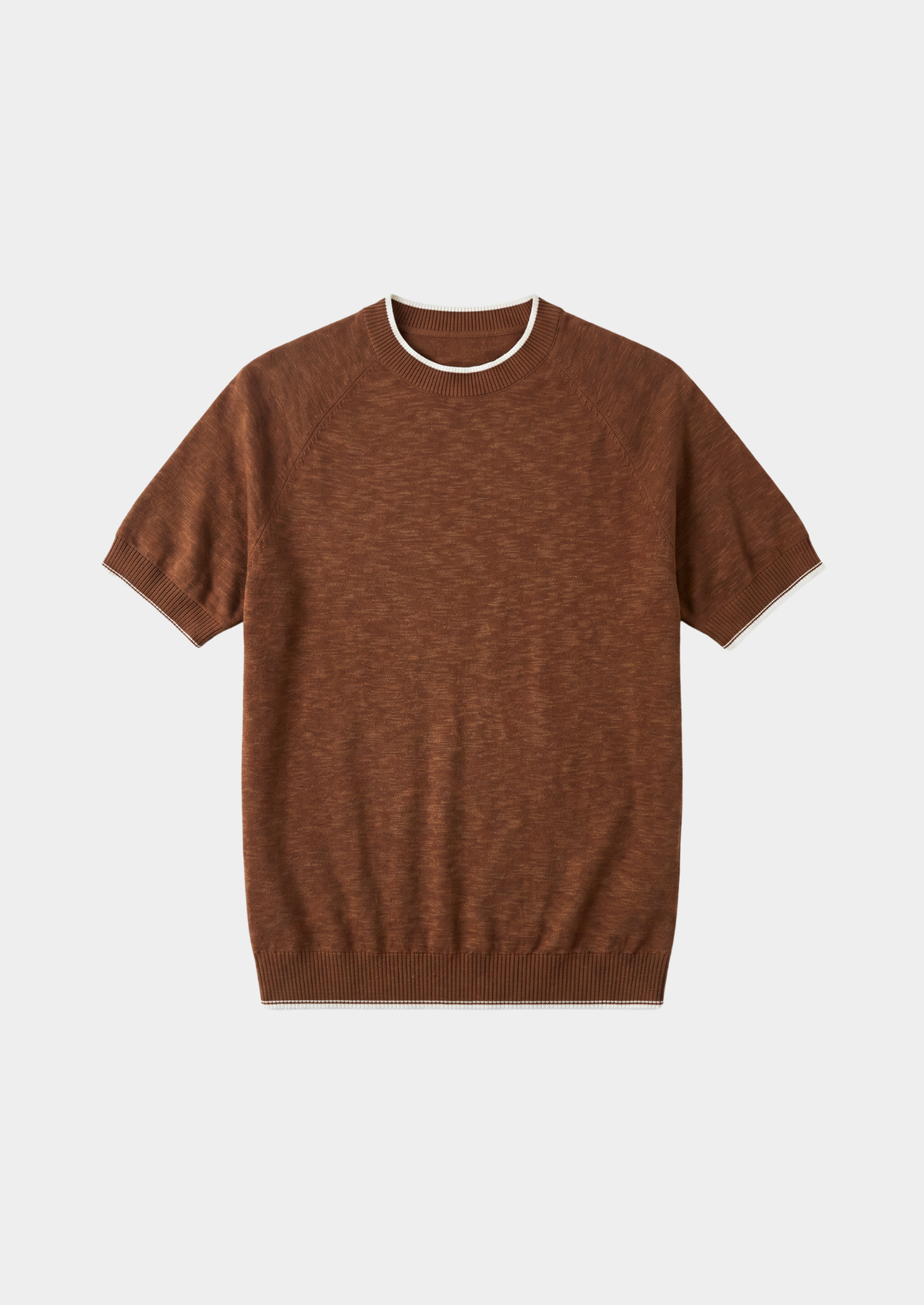 T-Shirt Capri en lin contrasté caramel