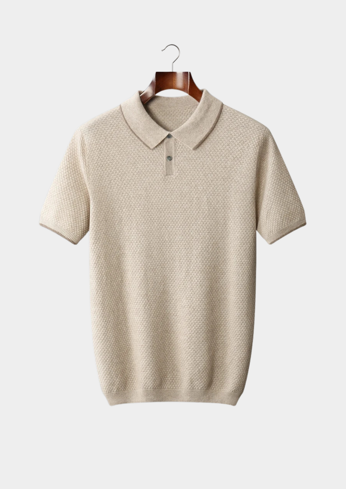 Polo bicolore en cachemire premium ivoire