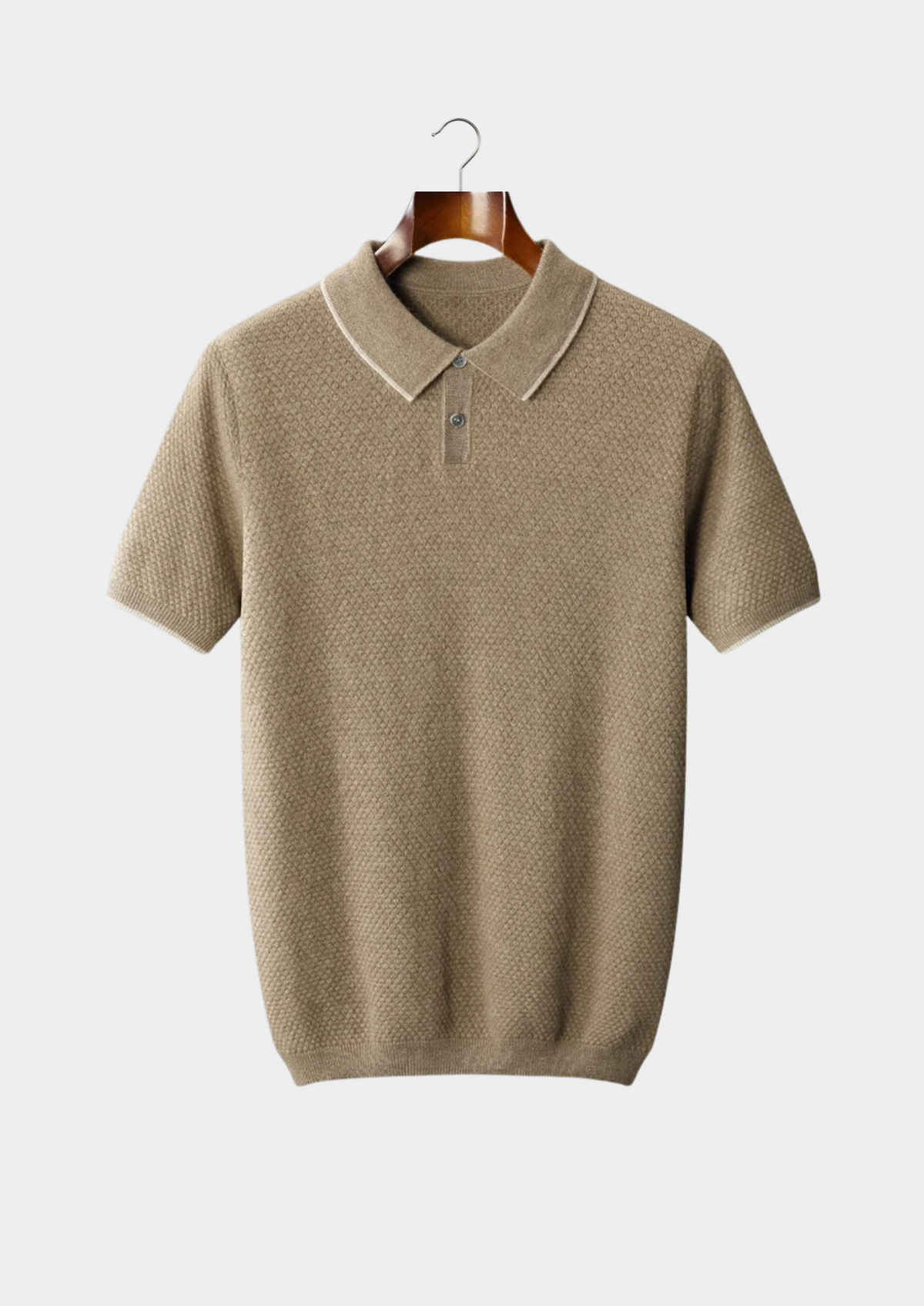 Polo bicolore en cachemire premium beige