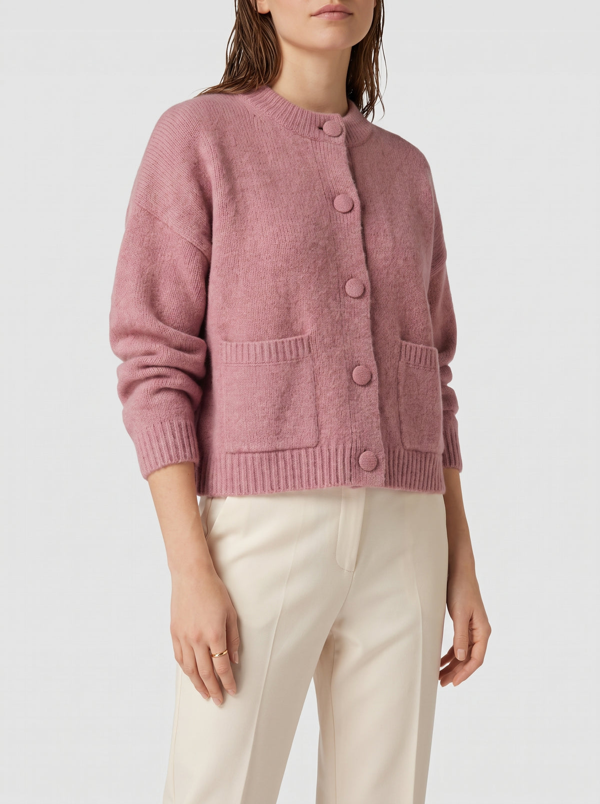 Nessa Chunky Knit Cardigan — Pink
