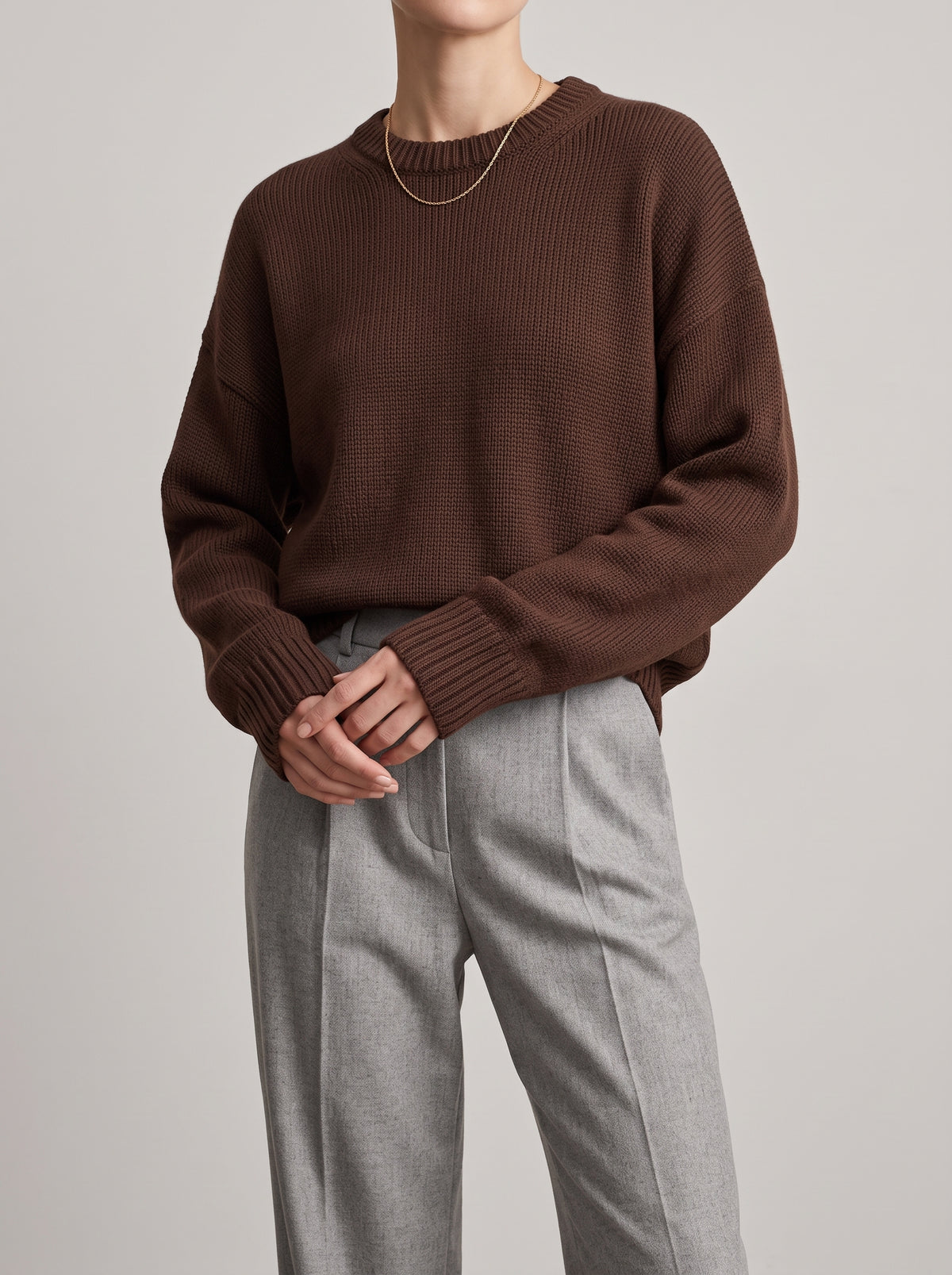 Georgette Ribbed Knit Jumper - Brown