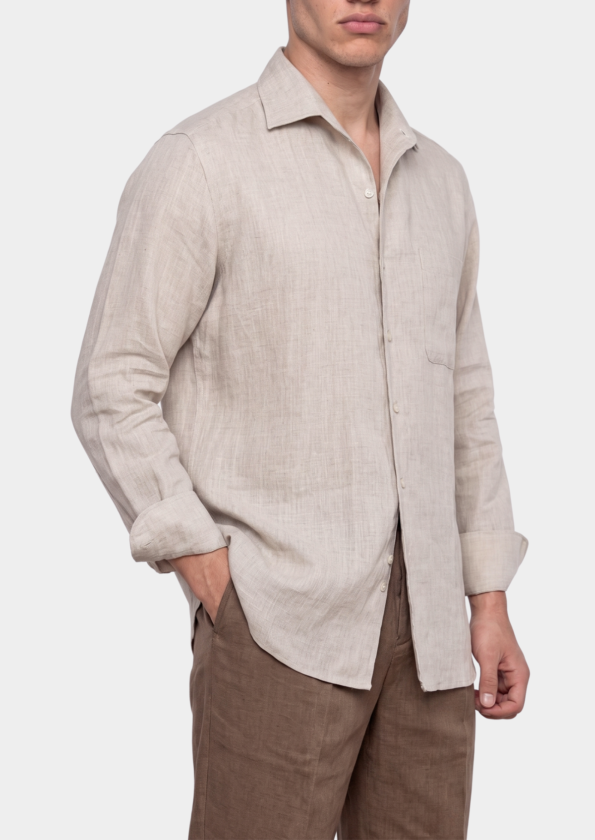 Chemise côtière Amalfi beige clair