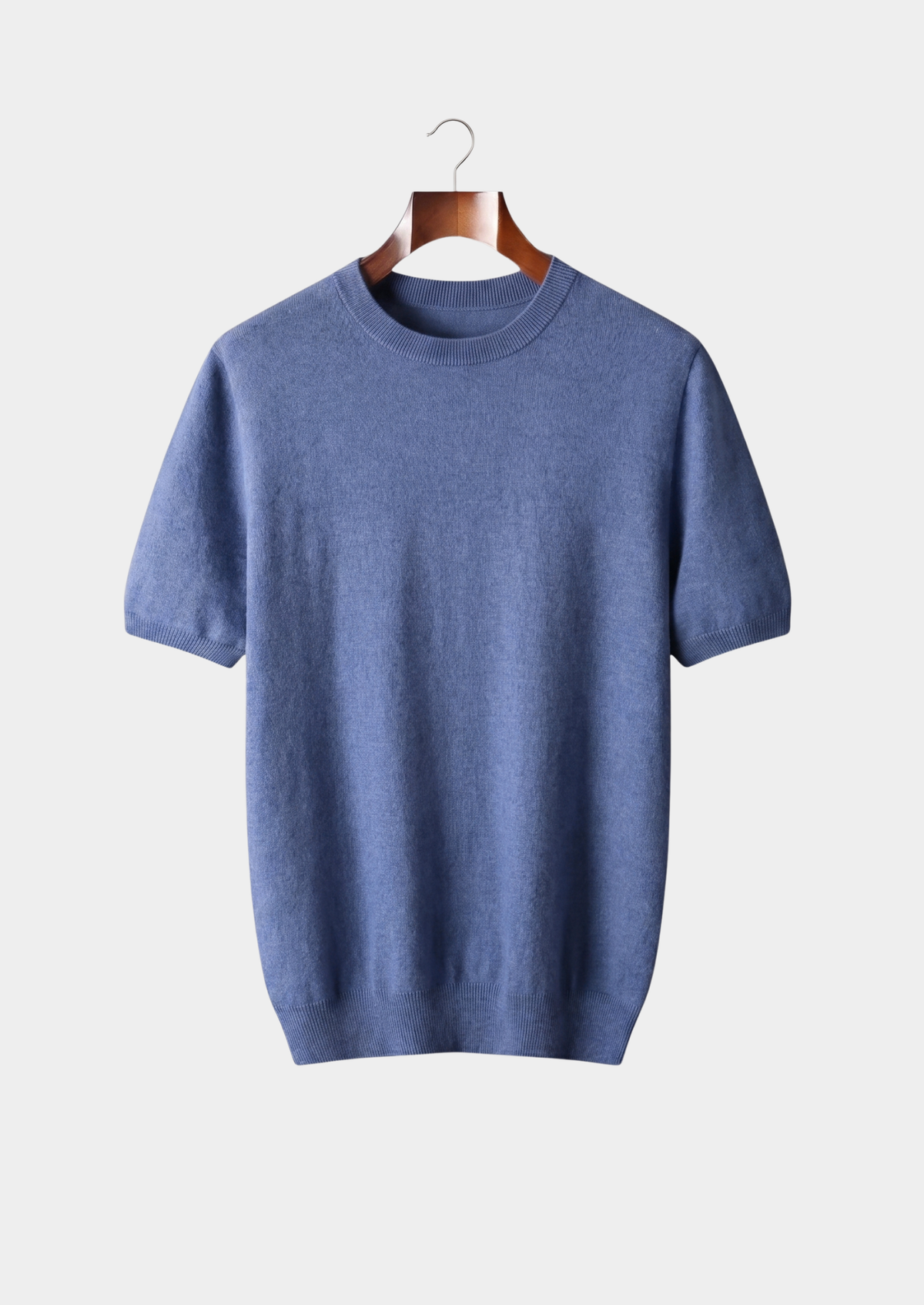 T-Shirt col rond classique en cachemire premium atlantique profond