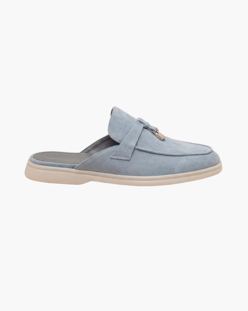 Mule Saint-Tropez en suède bleu ciel — vue principale
