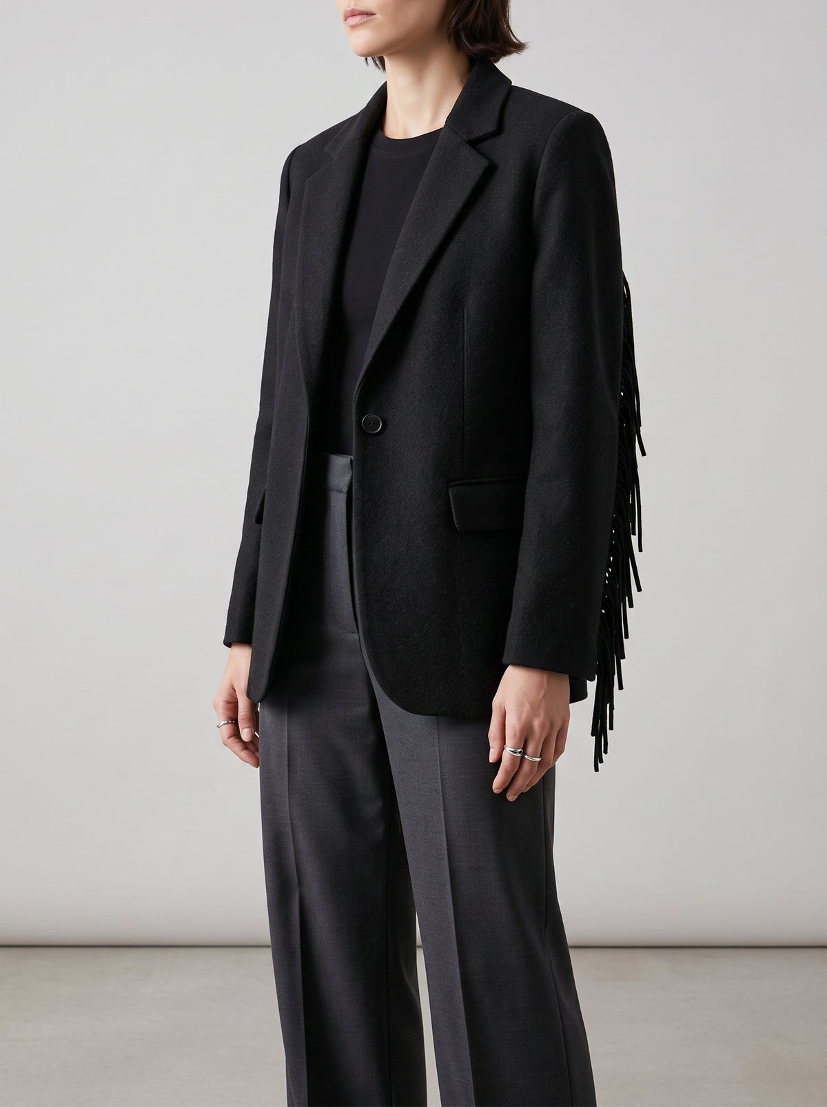 Marcelle Fringed Blazer - Black