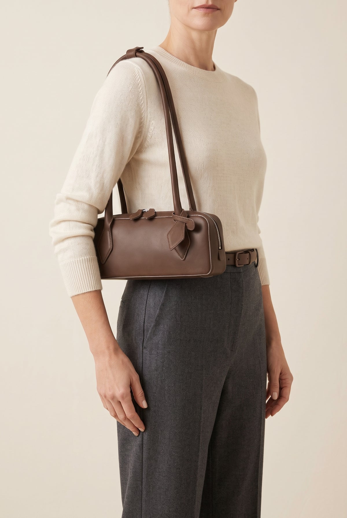 Rebecca Suede Shoulder Bag — On-Model View