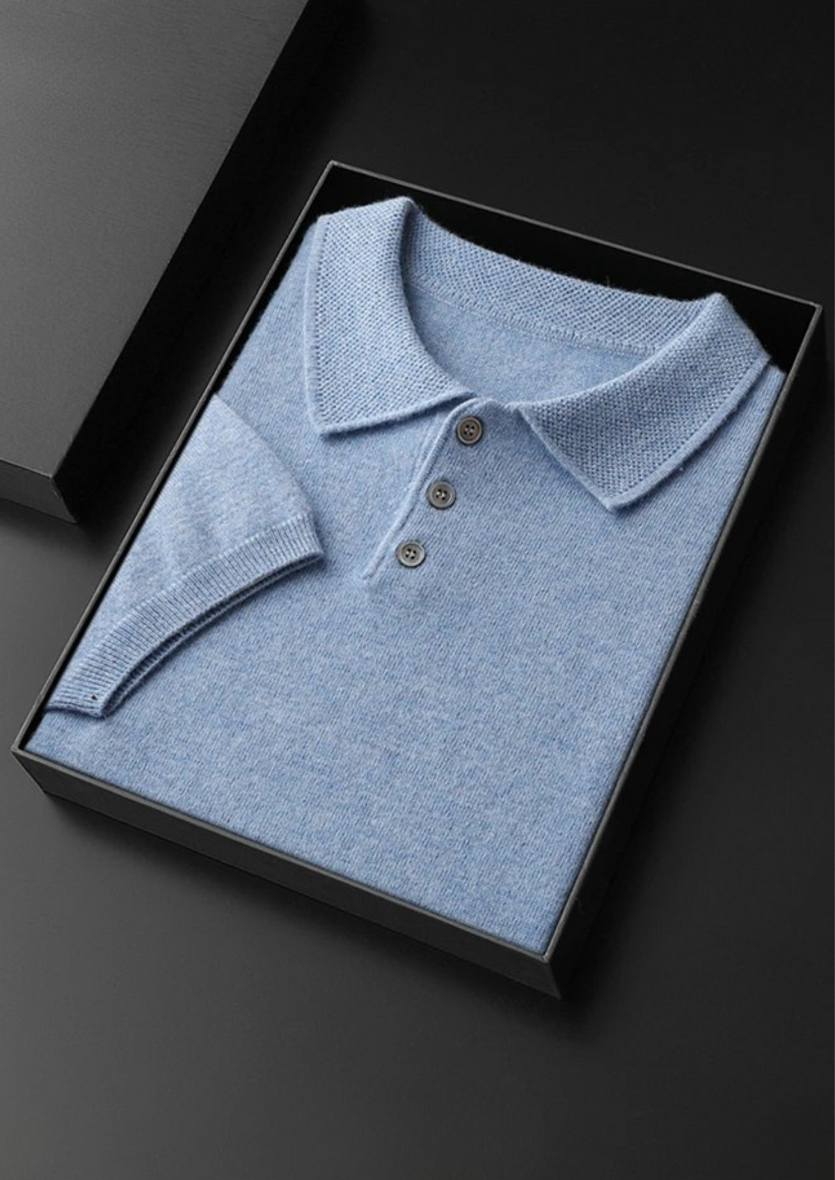 Polo classique en cachemire premium bleu clair