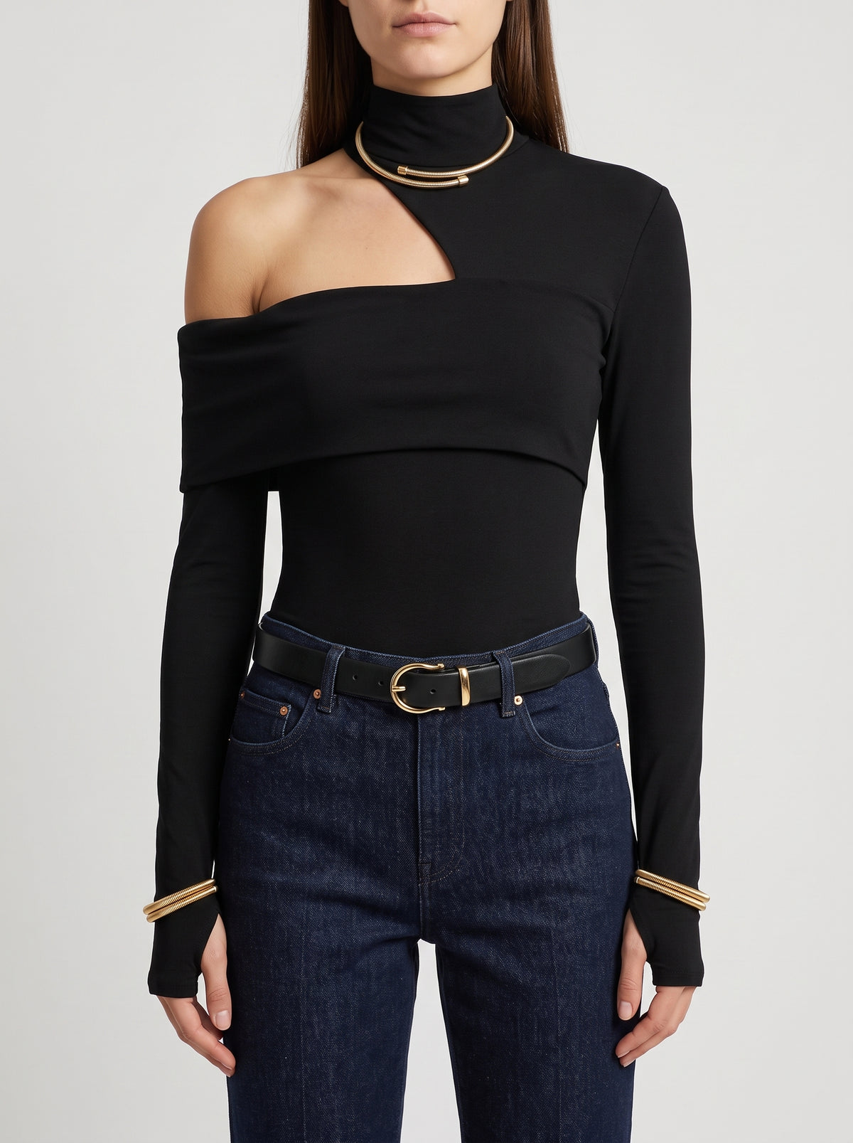 Hazel Cold-Shoulder Knit Top — Black