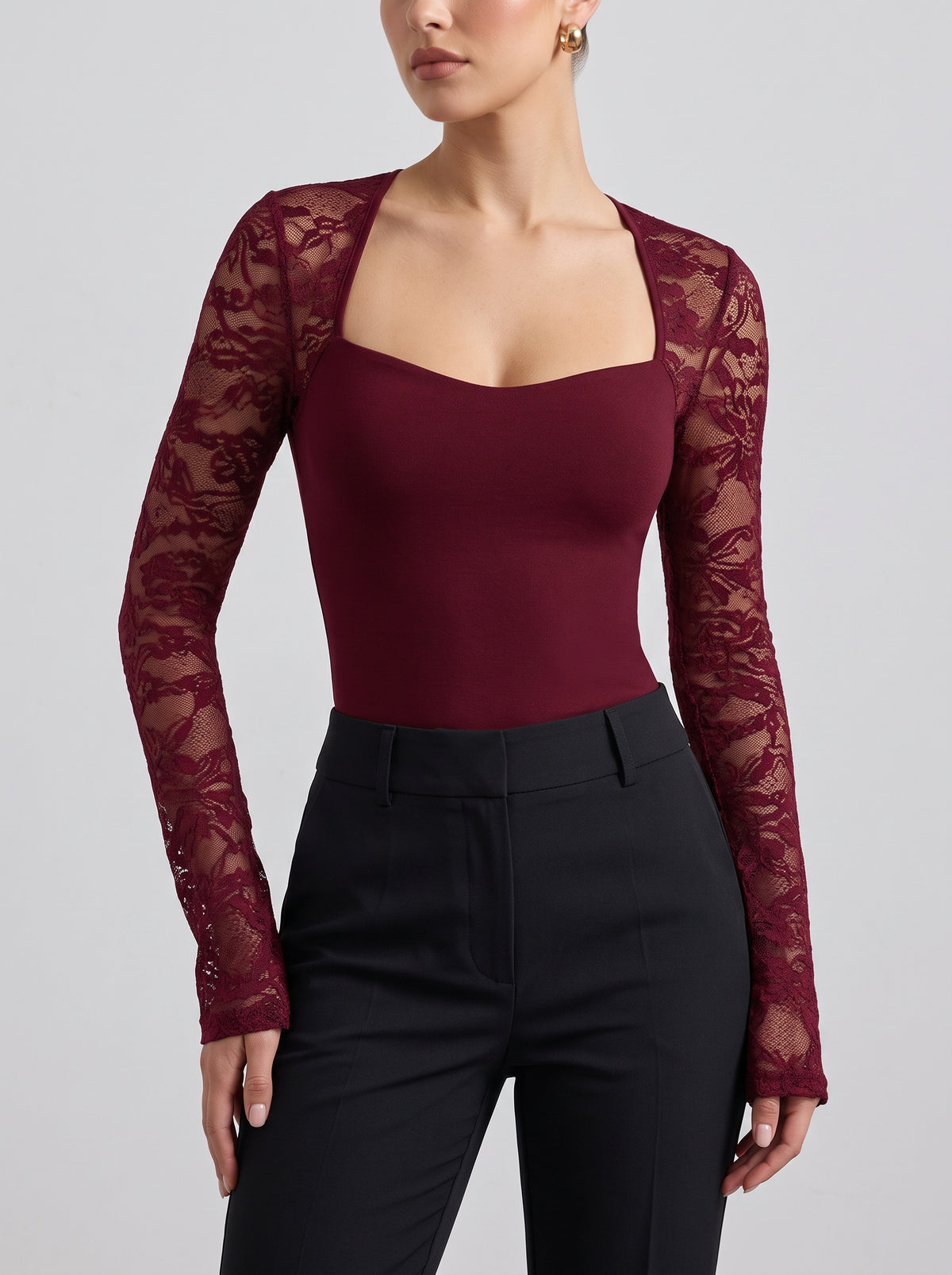 Nadine Bell Sleeve Lace Blouse — Burgundy
