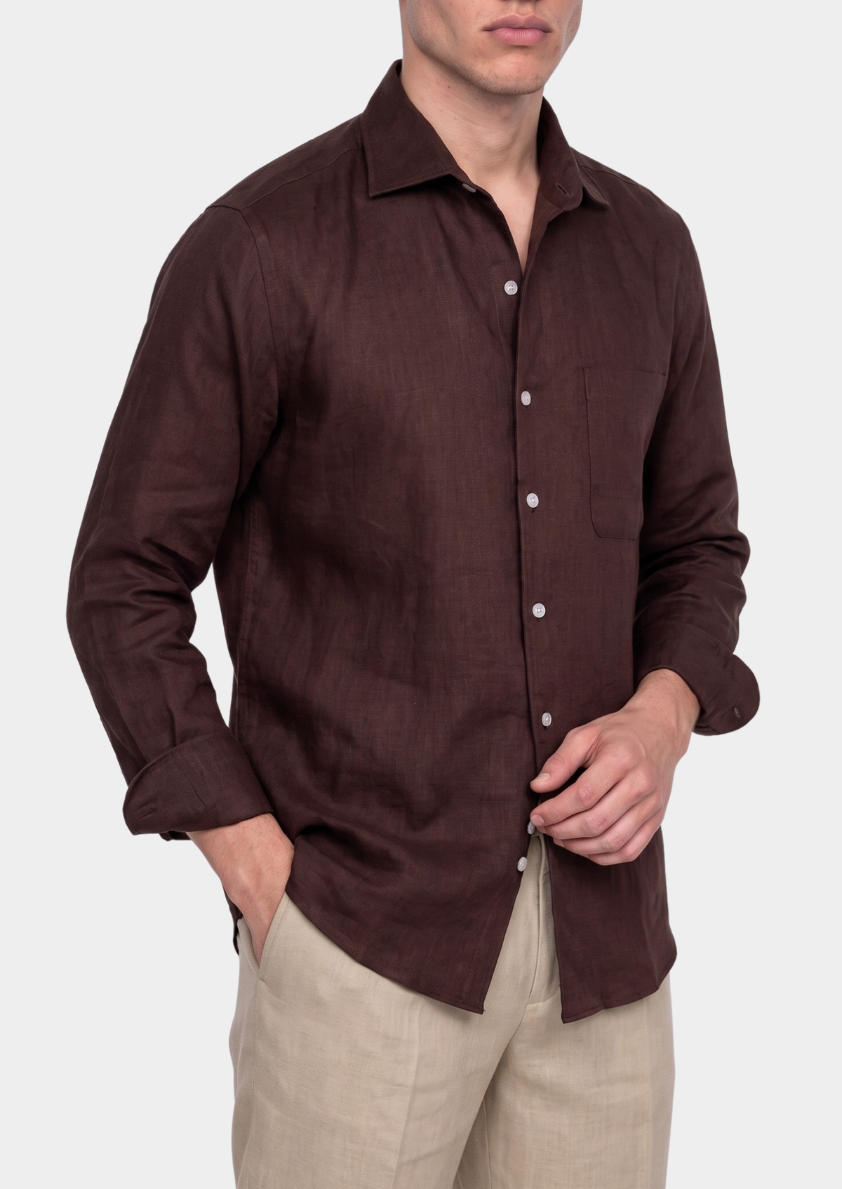Chemise côtière Amalfi marron foncé