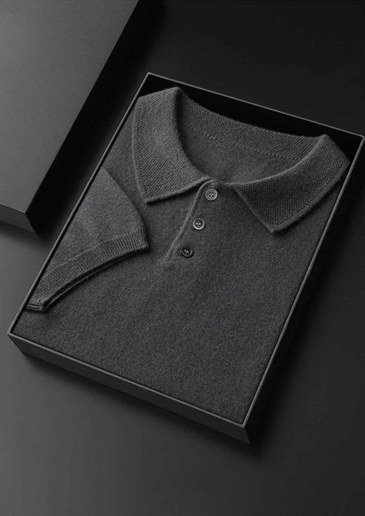 Polo classique en cachemire premium gris foncé