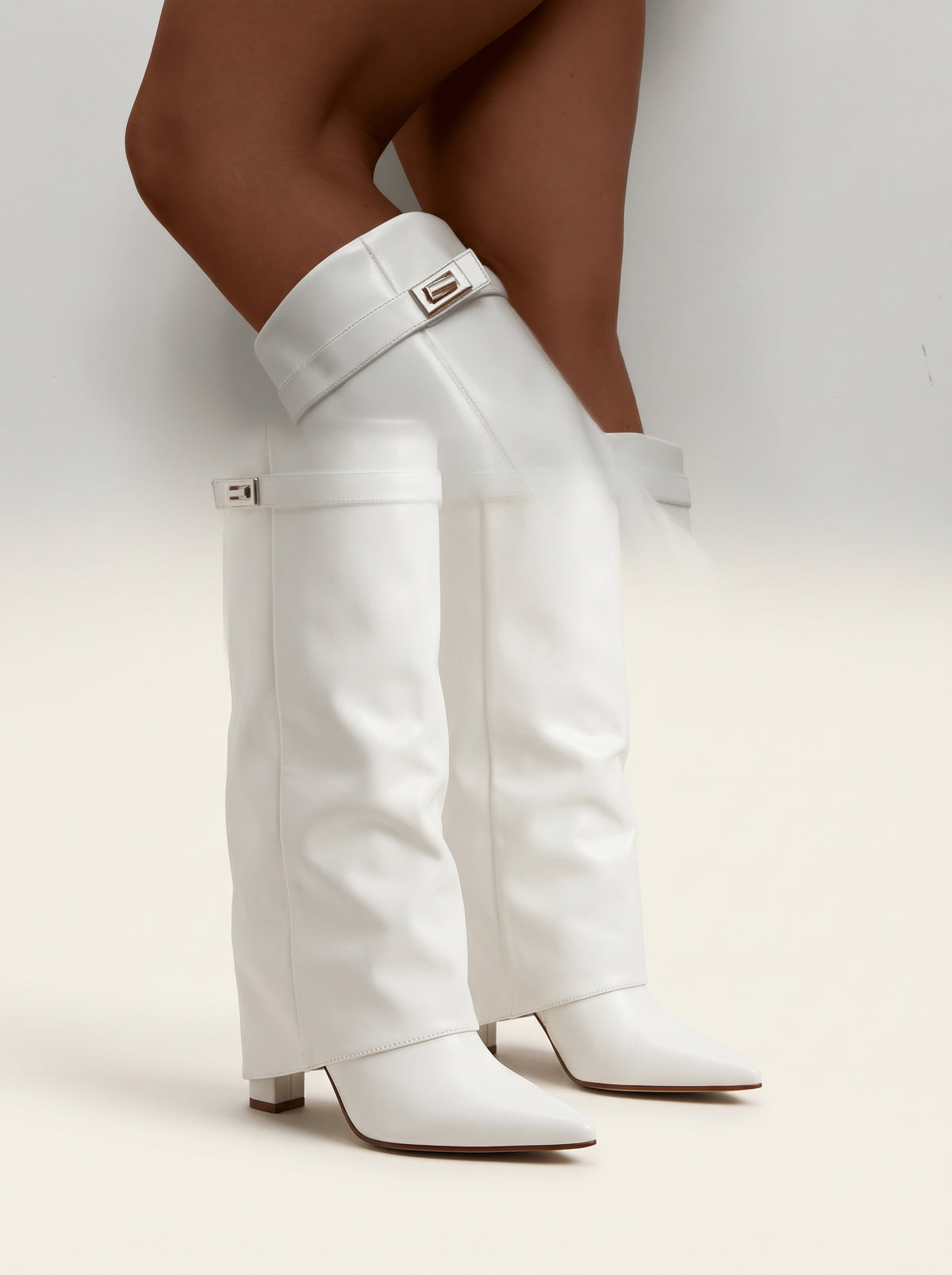Bottes hautes Kyla en daim - Blanc lisse