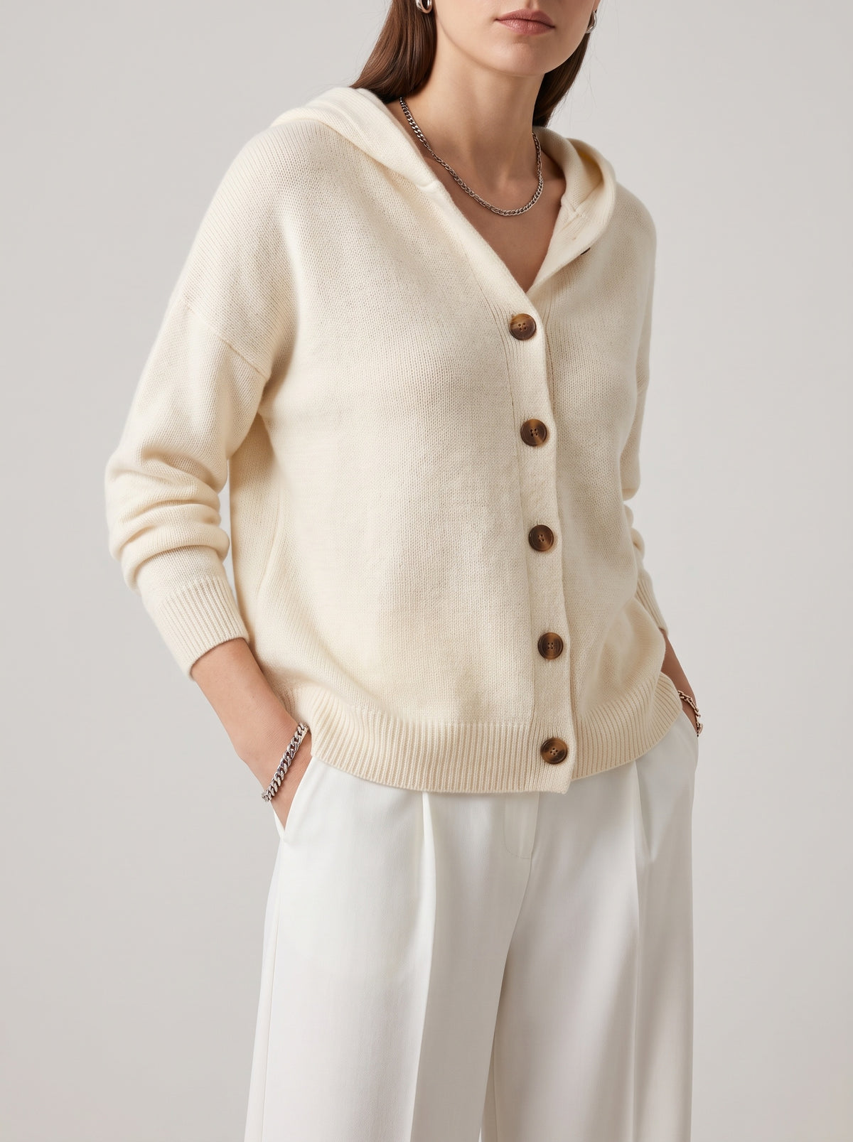 JULIETTE — Autumn Tone Knit Cardigan - Beige