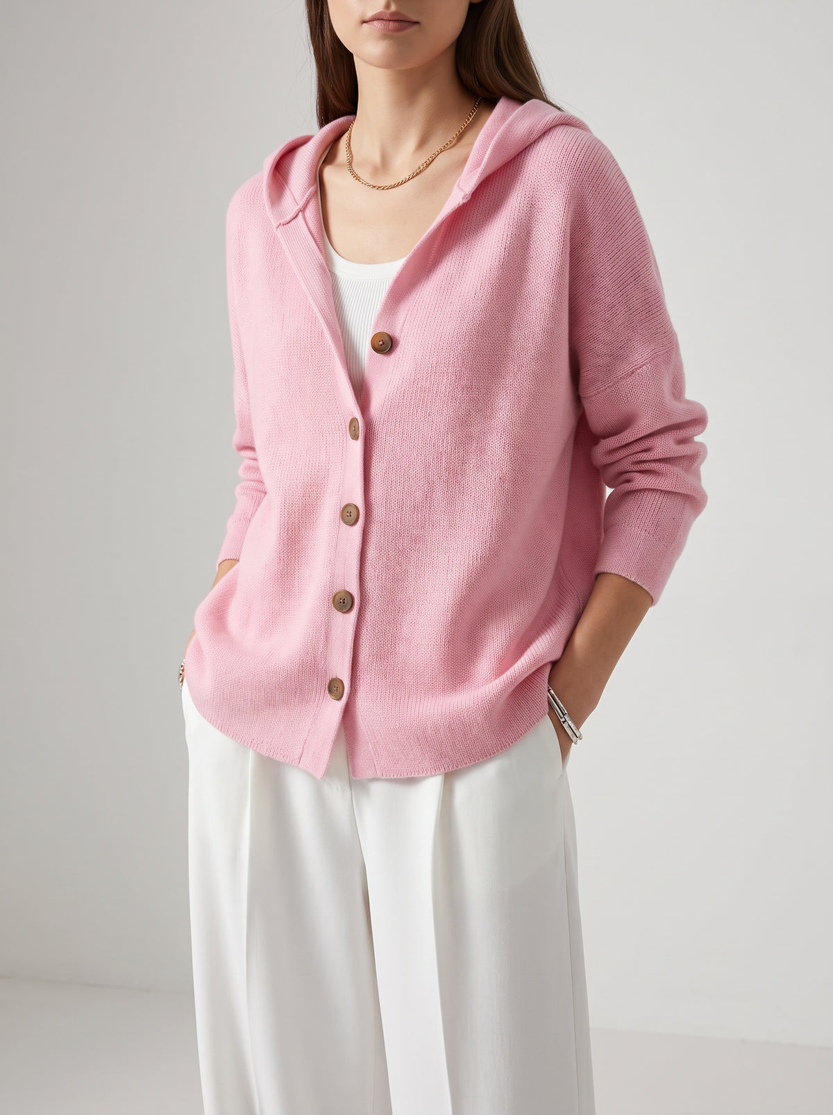 JULIETTE — Autumn Tone Knit Cardigan - Pink