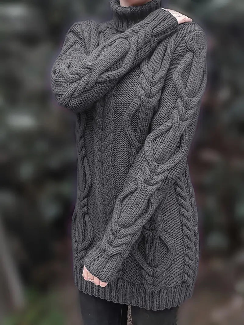 MADELEINE — Robe à Col Roulé en Maille Torsadée