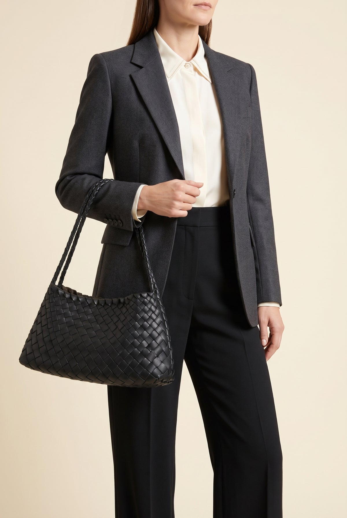 Marissa Small Woven Shoulder Bag — On-Model View