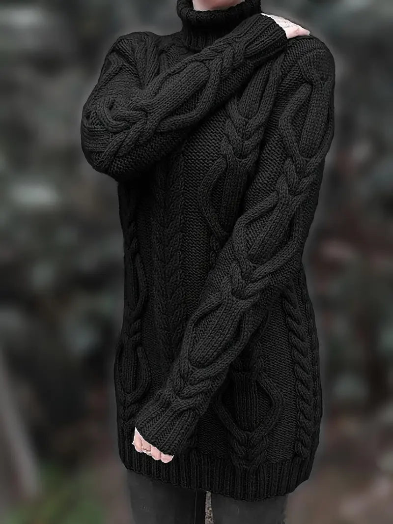 MADELEINE — Robe à Col Roulé en Maille Torsadée