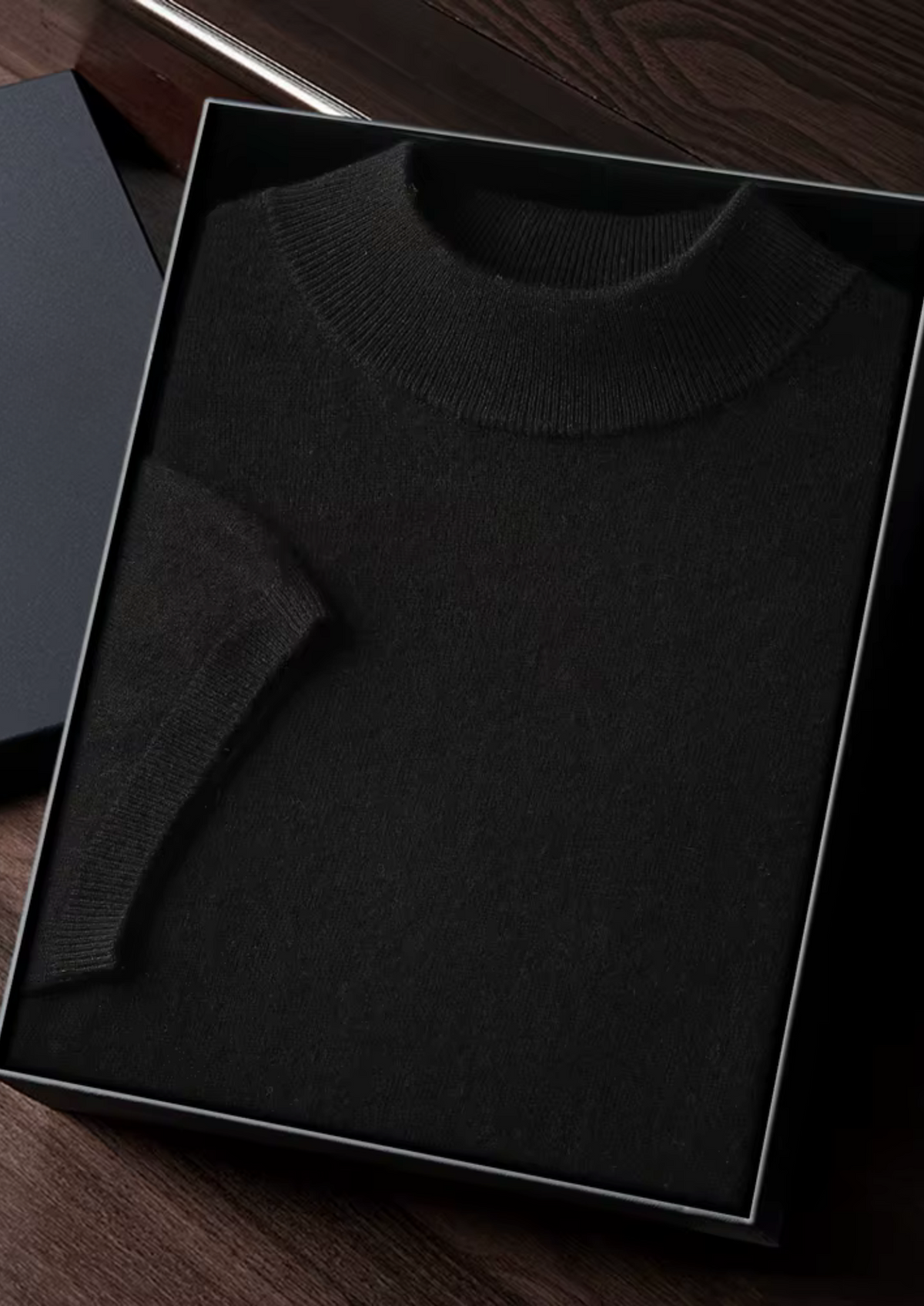 T-Shirt col montant en cachemire premium noir