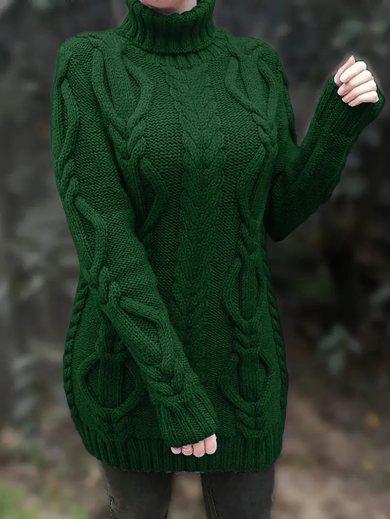 MADELEINE — Robe à Col Roulé en Maille Torsadée