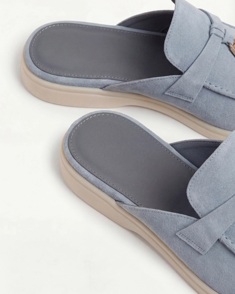 Mule Saint-Tropez bleu ciel — détail