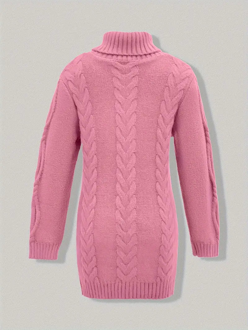 MADELEINE — Robe à Col Roulé en Maille Torsadée