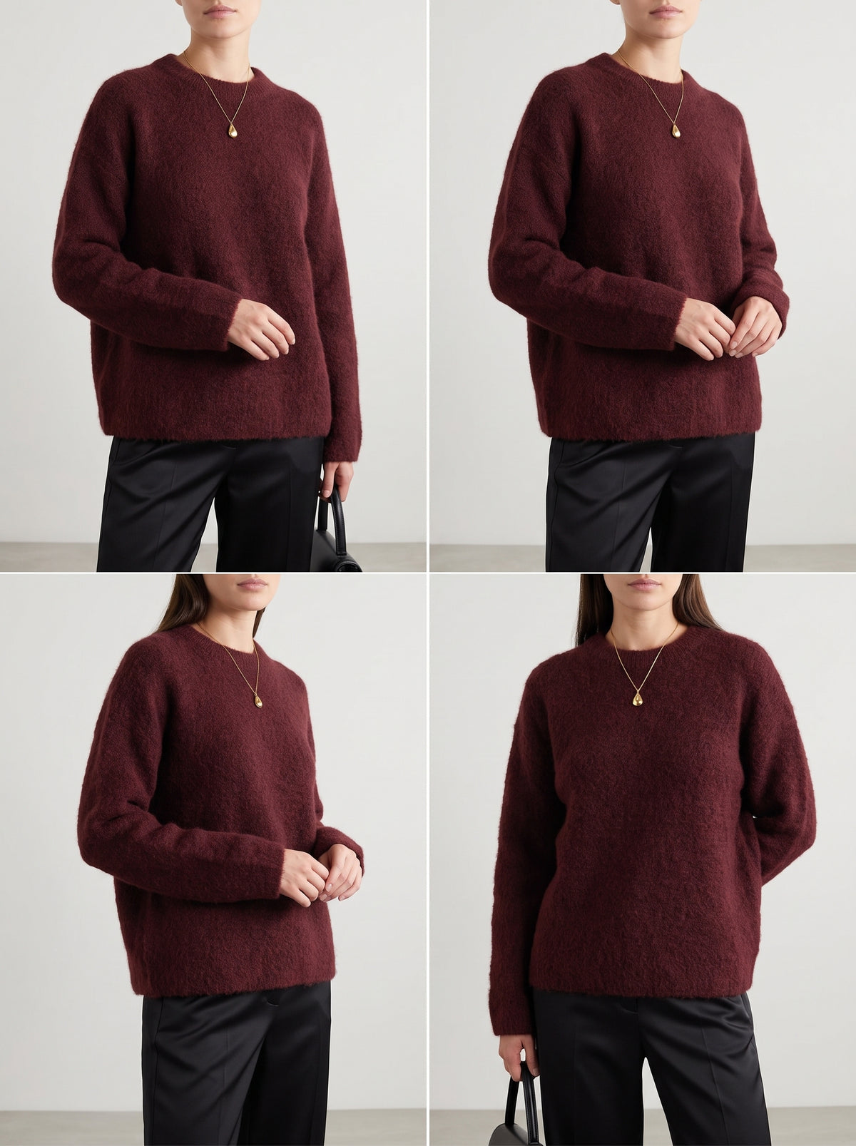 Angela Ribbed Knit Crew-Neck Sweater — Red