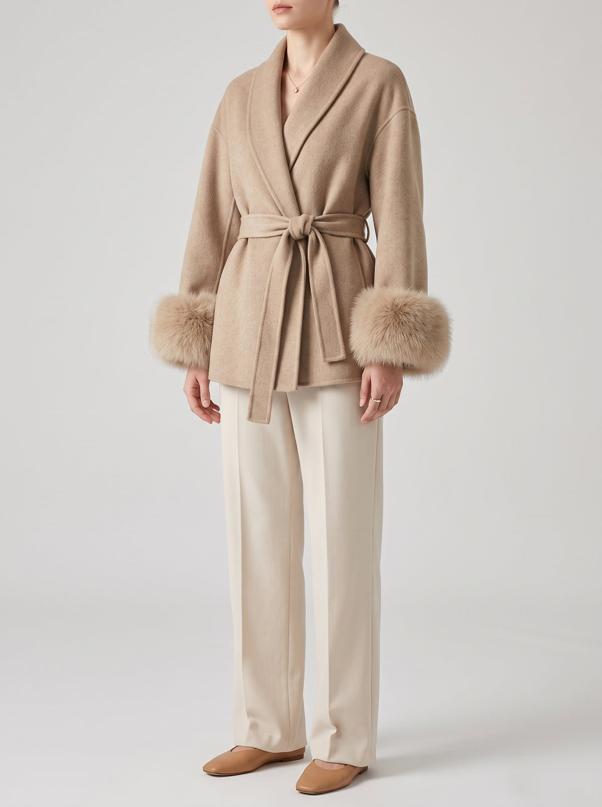 Grace Faux Fur Coat — Beige