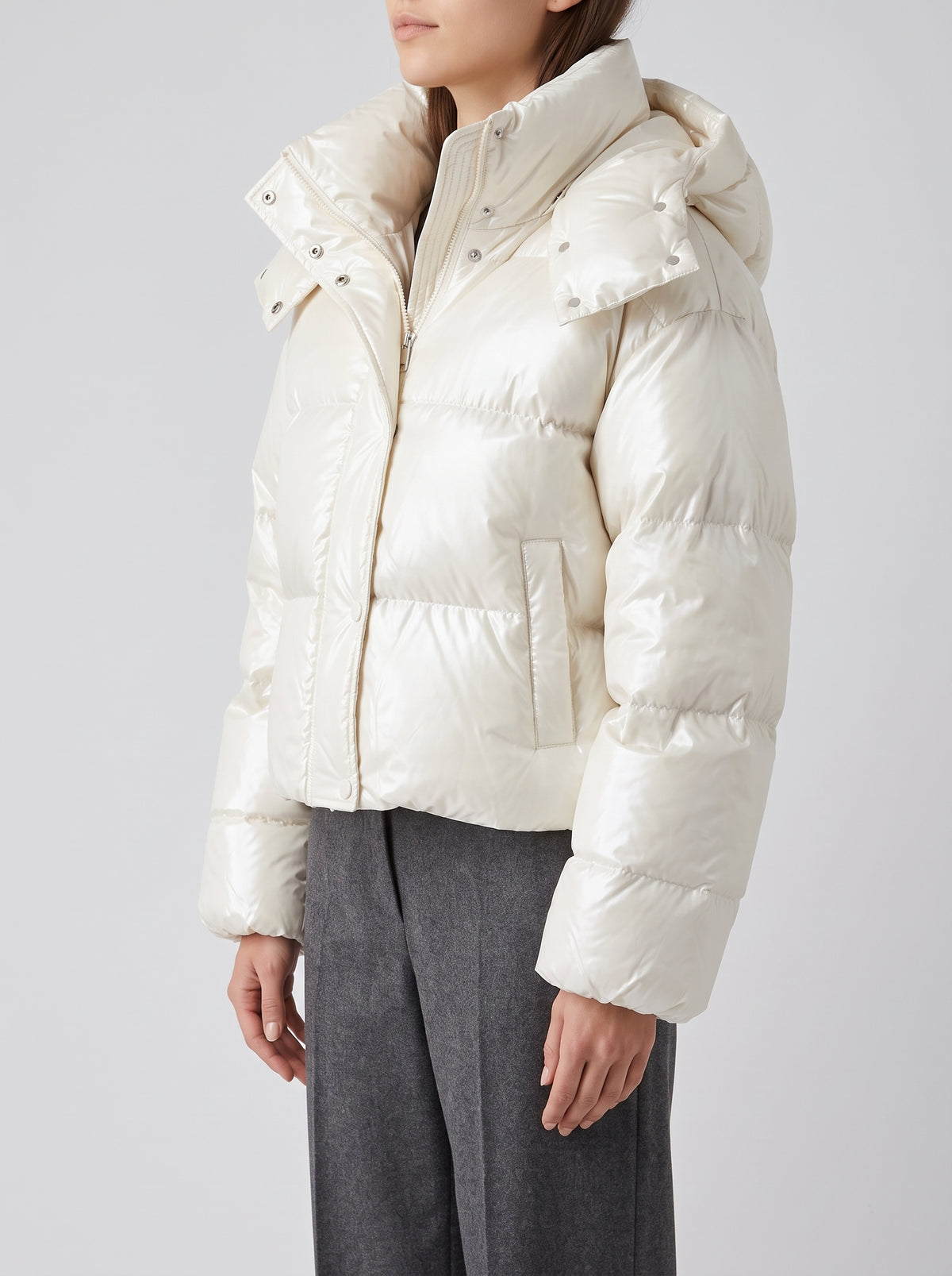 Nica Hooded Quilted Cotton Coat — White
