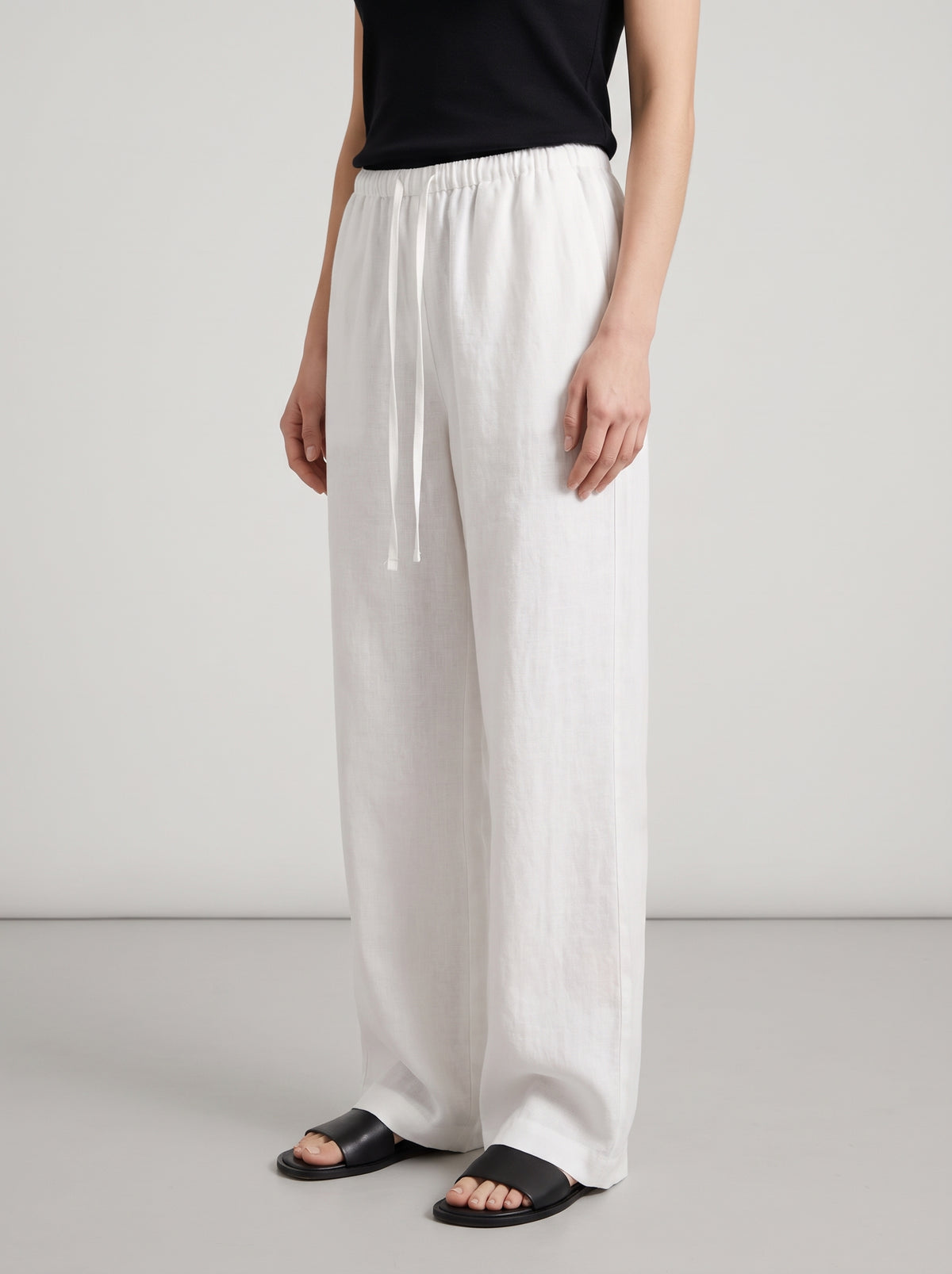 Kendall Linen and Viscose Wide-Leg Pants — White