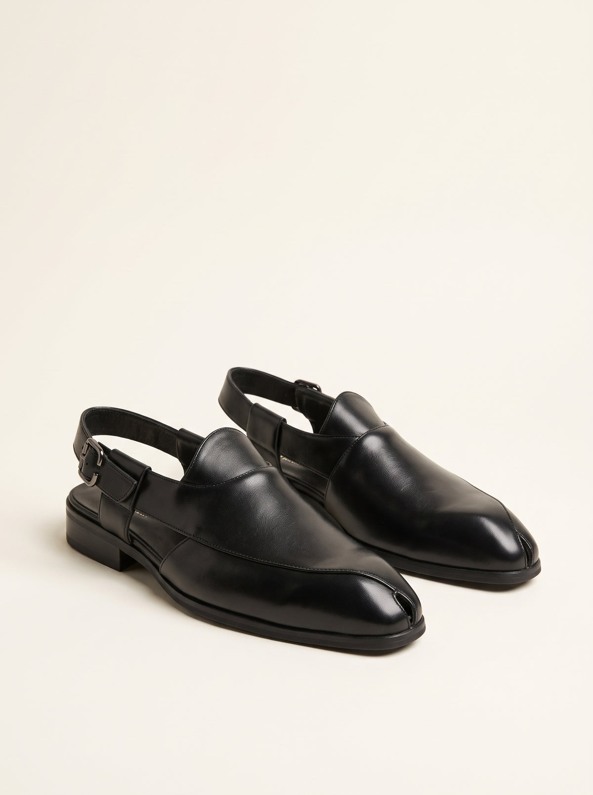 Sterling Open-Heel Full-Grain Leather Loafers — Black