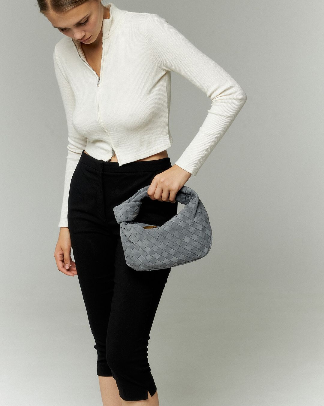 Le Mini Sac Silva Daim — Gris