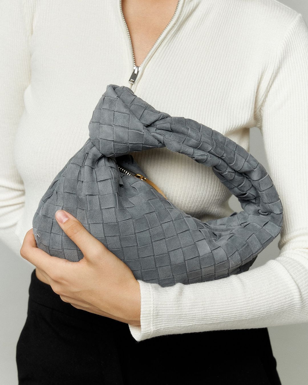 Le Mini Sac Silva Daim — Gris