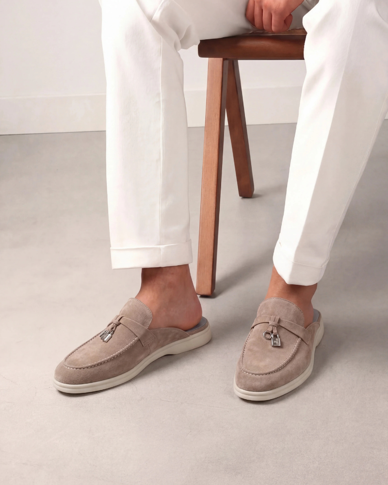 Mule Saint-Tropez beige — porté
