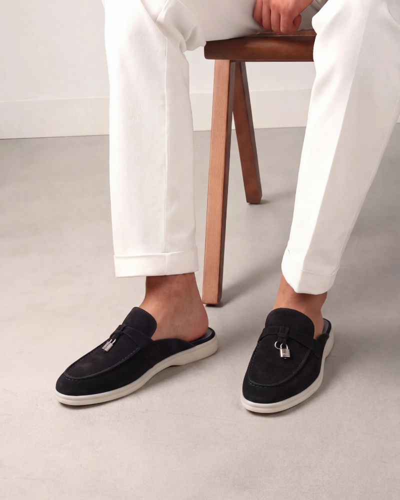Mule Saint-Tropez noir — porté