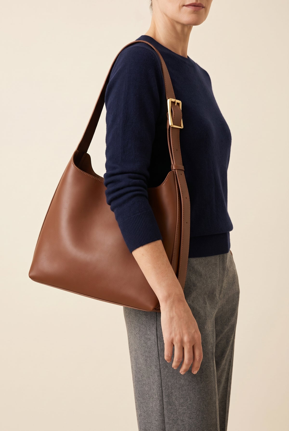 La Nina Leather Crossbody Bag — On-Model View