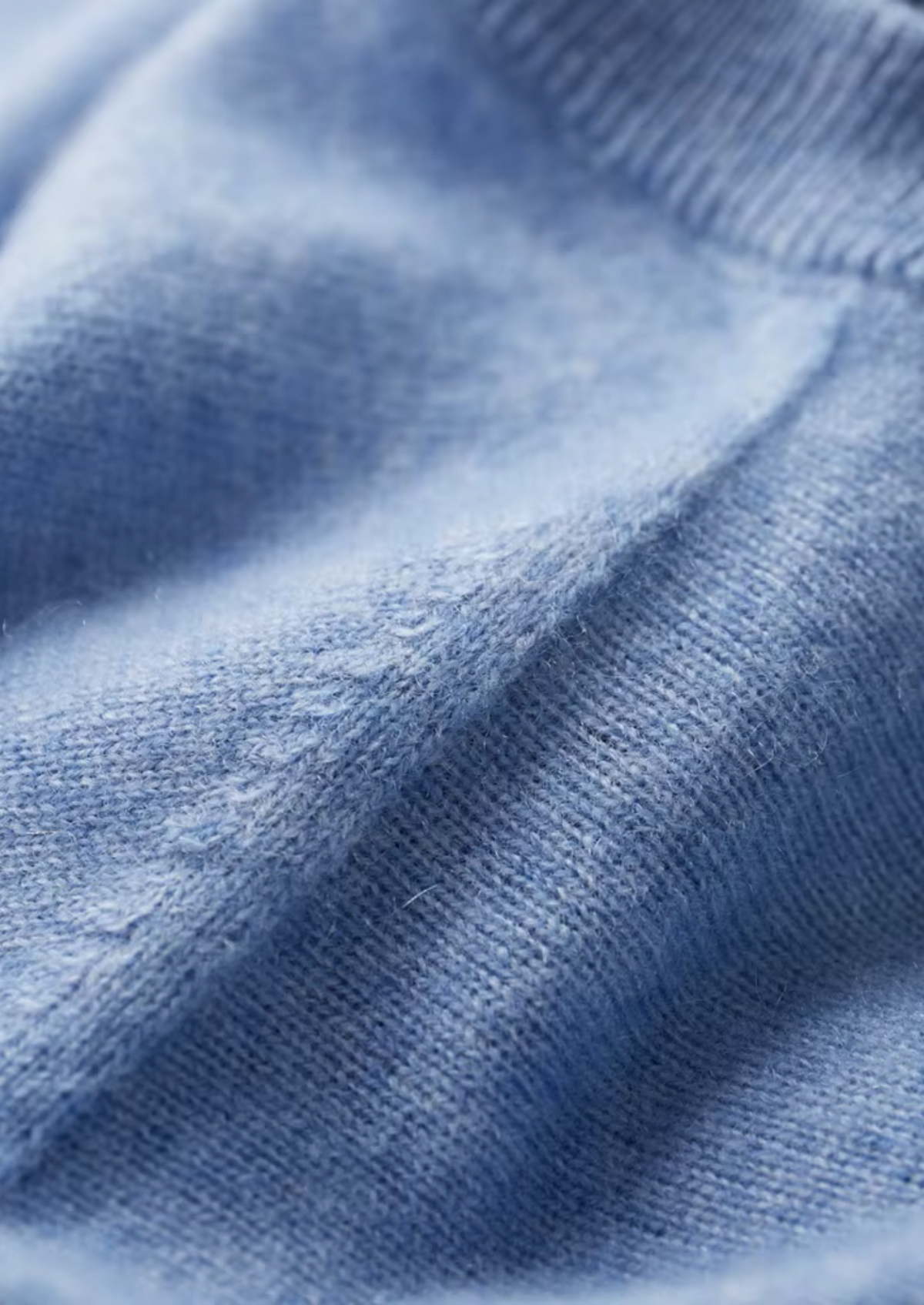 T-Shirt col rond classique en cachemire premium bleu clair