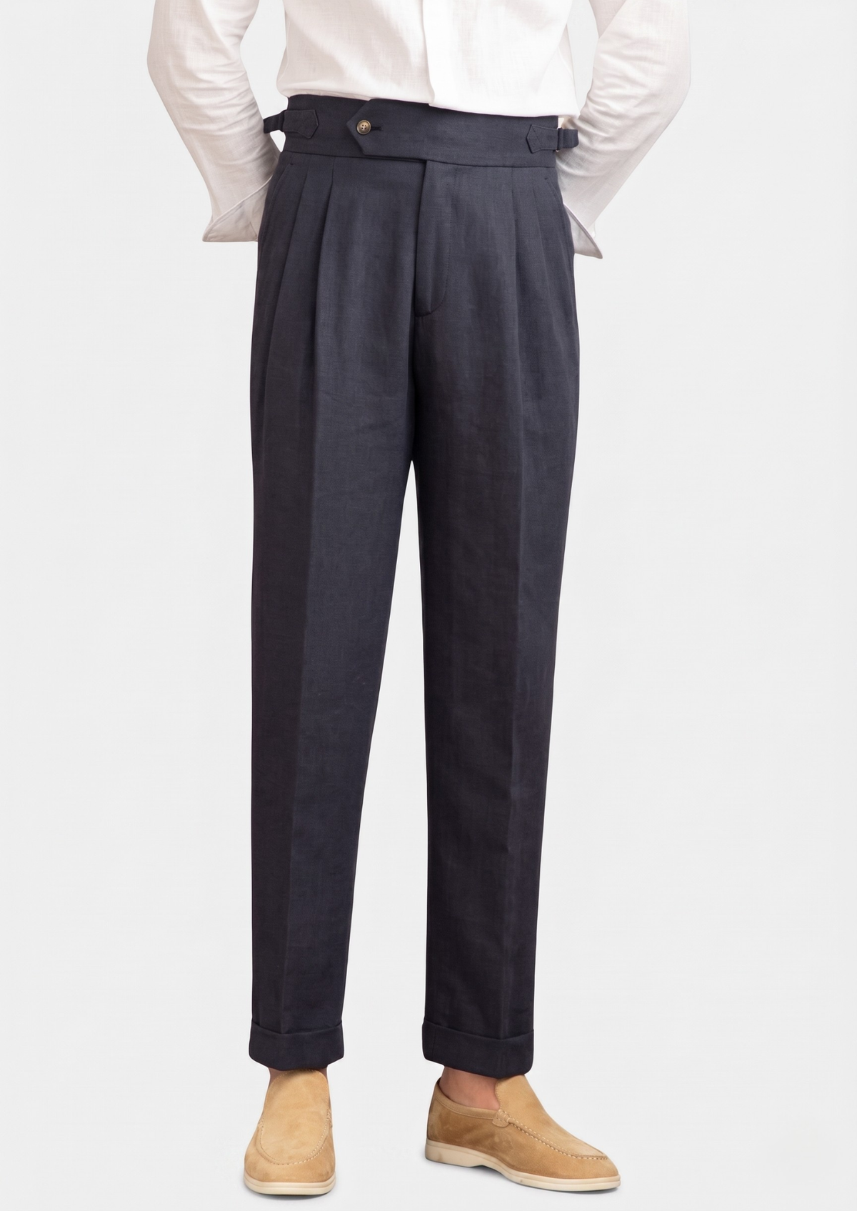 Pantalon côtier à pinces Napoli bleu marine