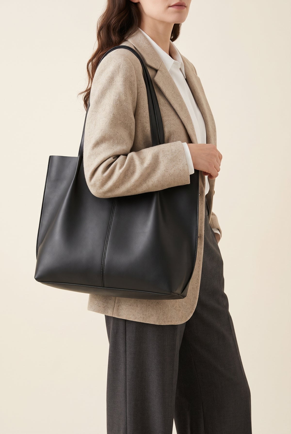Calista Faux Leather Tote — On-Model View