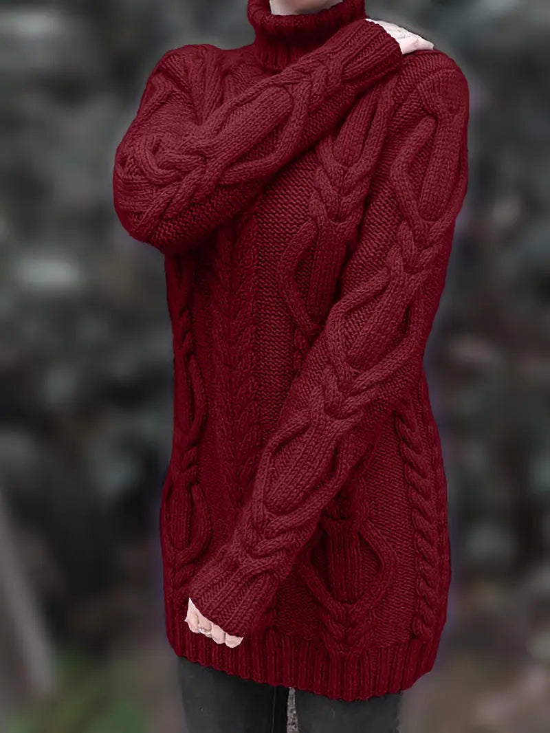 MADELEINE — Robe à Col Roulé en Maille Torsadée