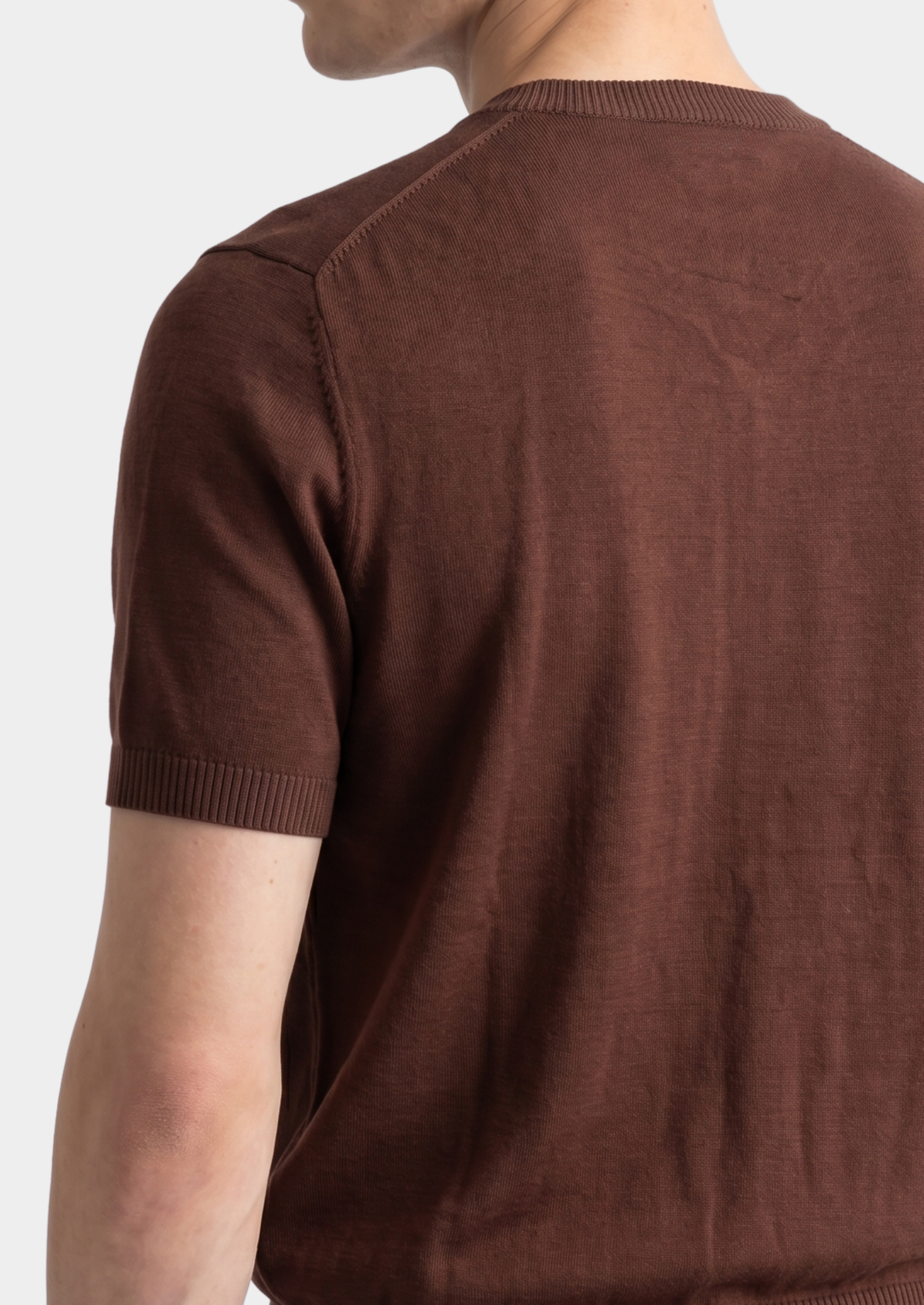 T-Shirt essentiel col rond en maille café